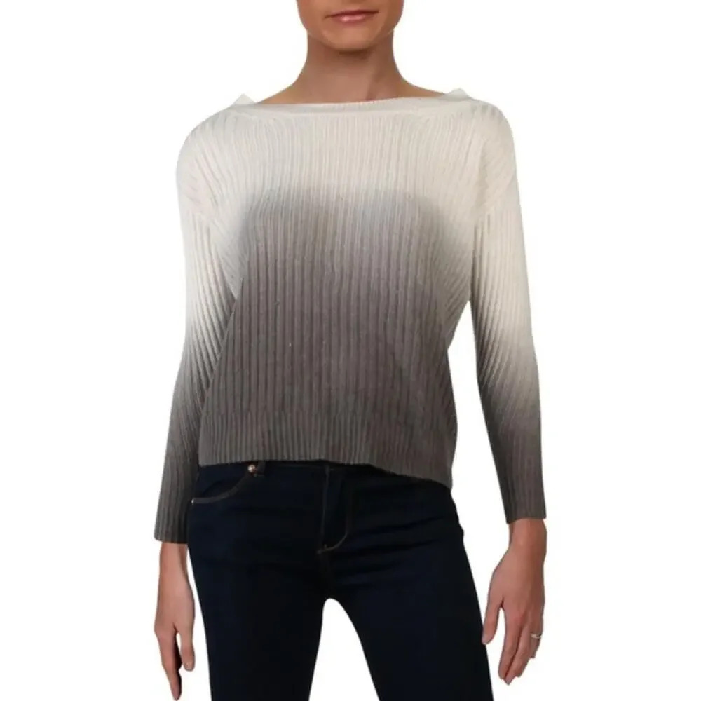 Vintage Havana Ombre Open Back Sweater White / Gray Size L